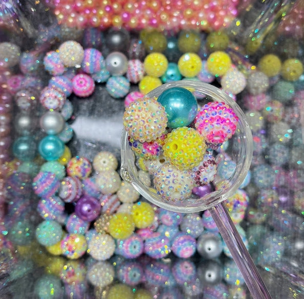 Wholesale One Spoon 10mm Mermaid Beads Abs Pearl Straight Hole Beads & 20MM Diamond BubbleGum Beads One Spoon